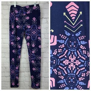 LuLaRoe Pants Jumpsuits Nwot Lularoeone Size 2 So Soft Legging Navy Bluepink Kaleidoscope Arrows Poshmark